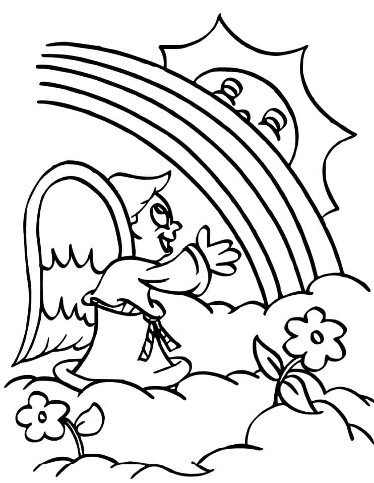 Desenho de Imagem de Arco Íris para Colorir