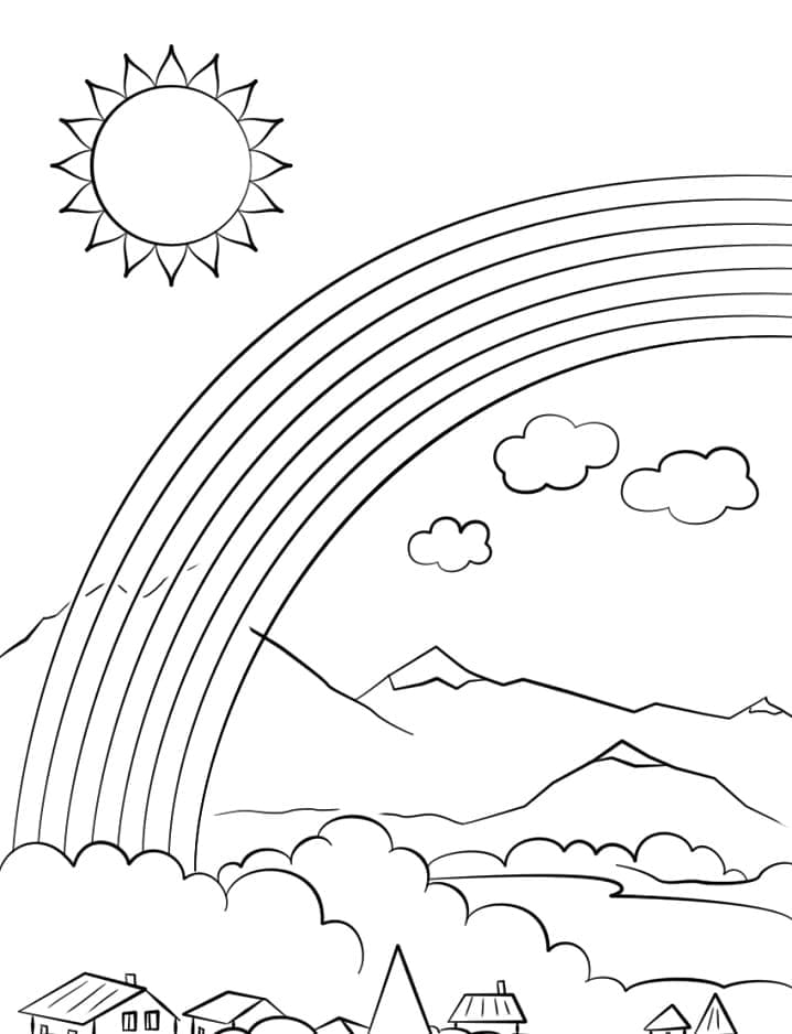 Desenho de um Arco Íris para Colorir
