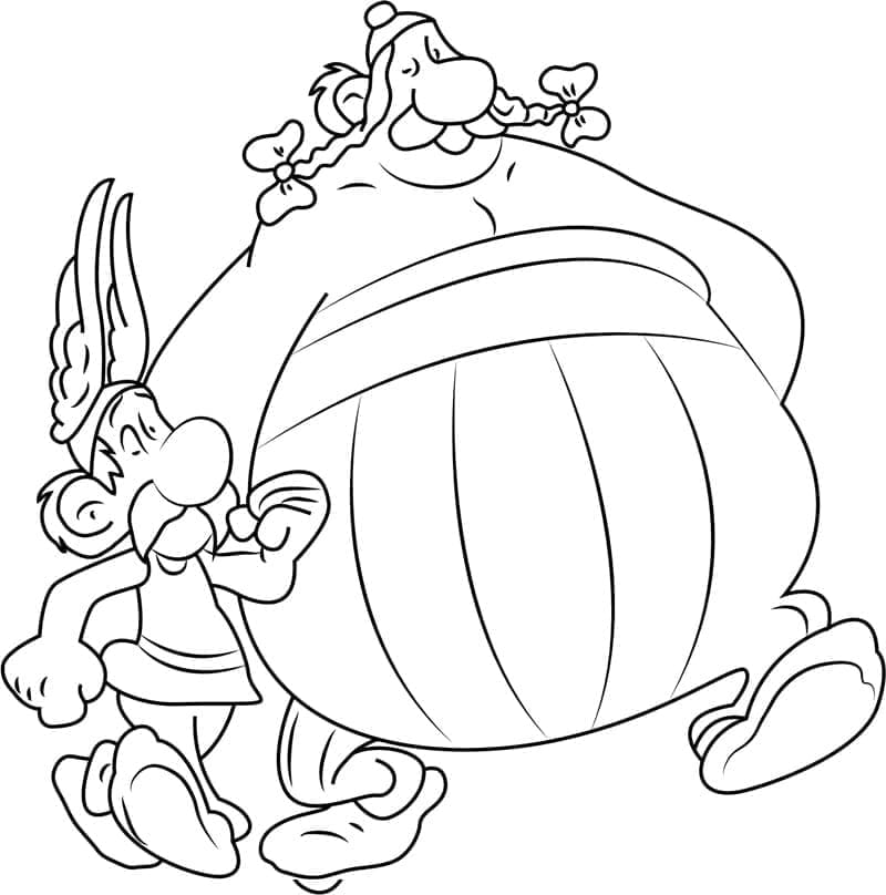 Desenho de Asterix com Obelix para Colorir