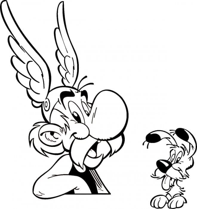 Desenho de Asterix e Ideiafix para Colorir