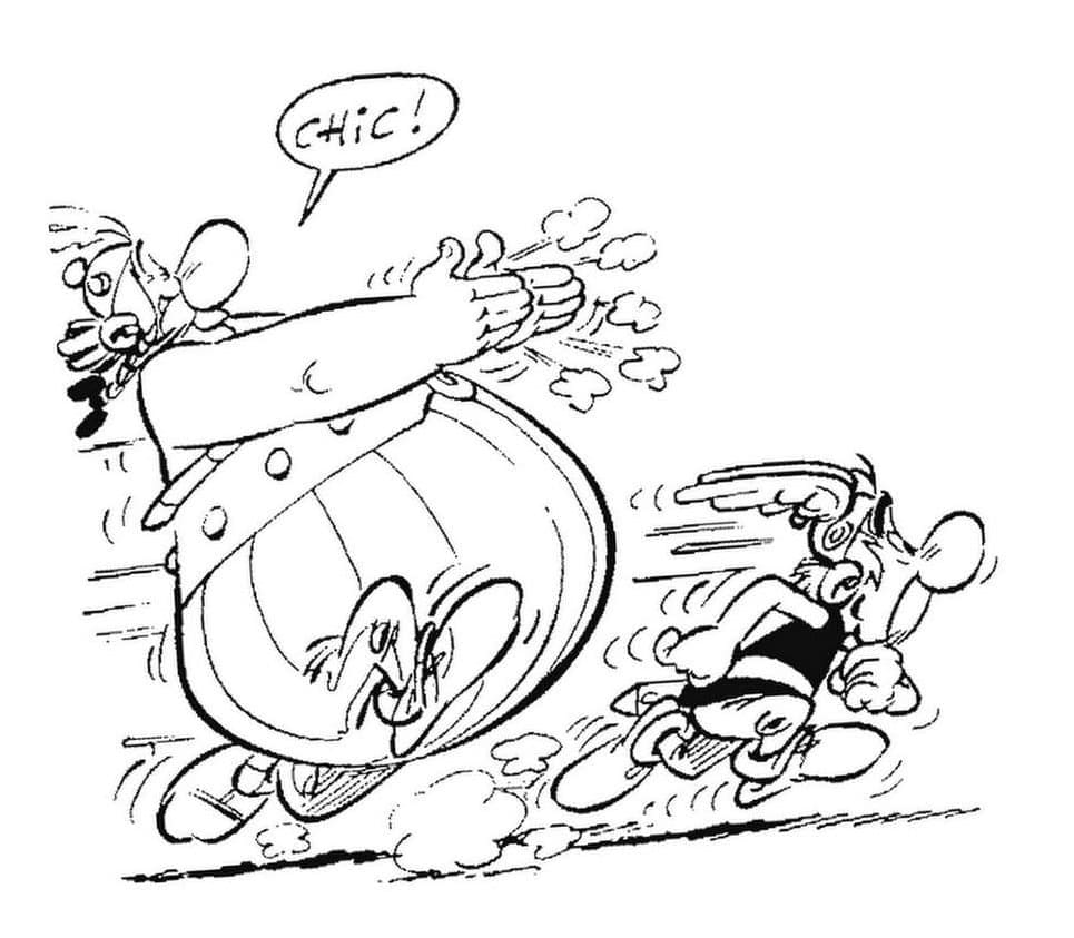 Desenho de Asterix e Obelix Estão Correndo para Colorir