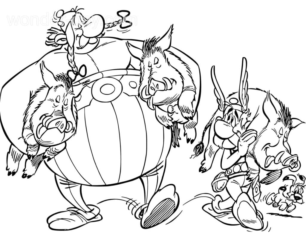 Desenho de Asterix e Obelix para Colorir