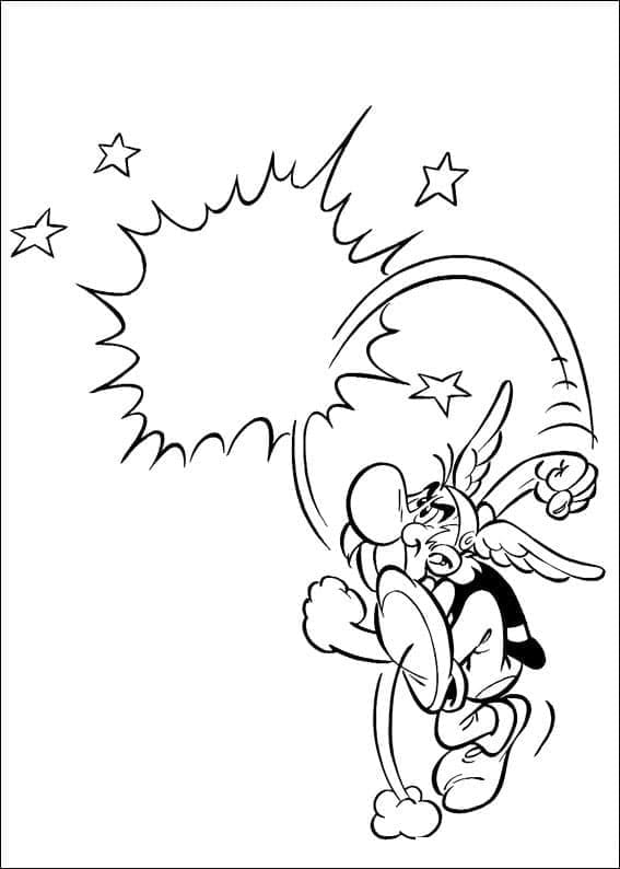 Desenho de Asterix Está Socando para Colorir