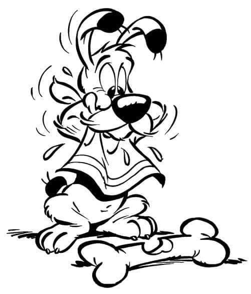 Desenho de Ideiafix e Osso para Colorir