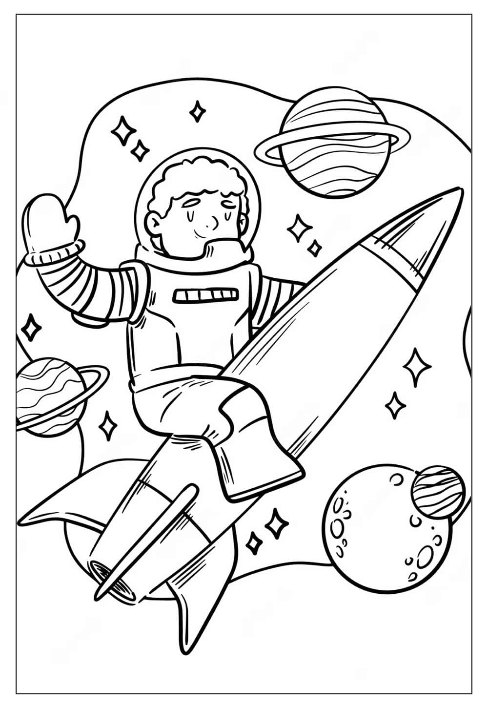 Desenho de Astronauta Amigável para Colorir