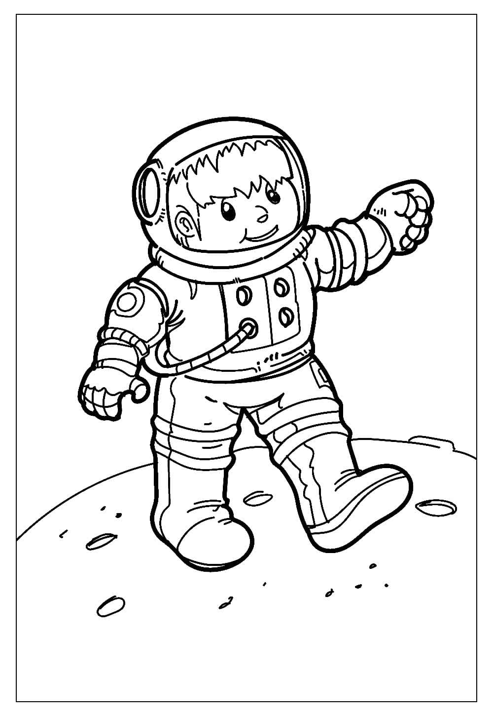 Desenho de Astronauta Muito Fofo para Colorir