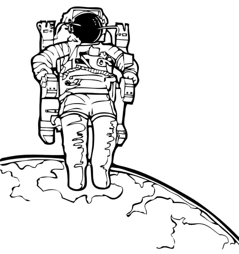 Desenho Astronauta Pisando na Lua para Colorir