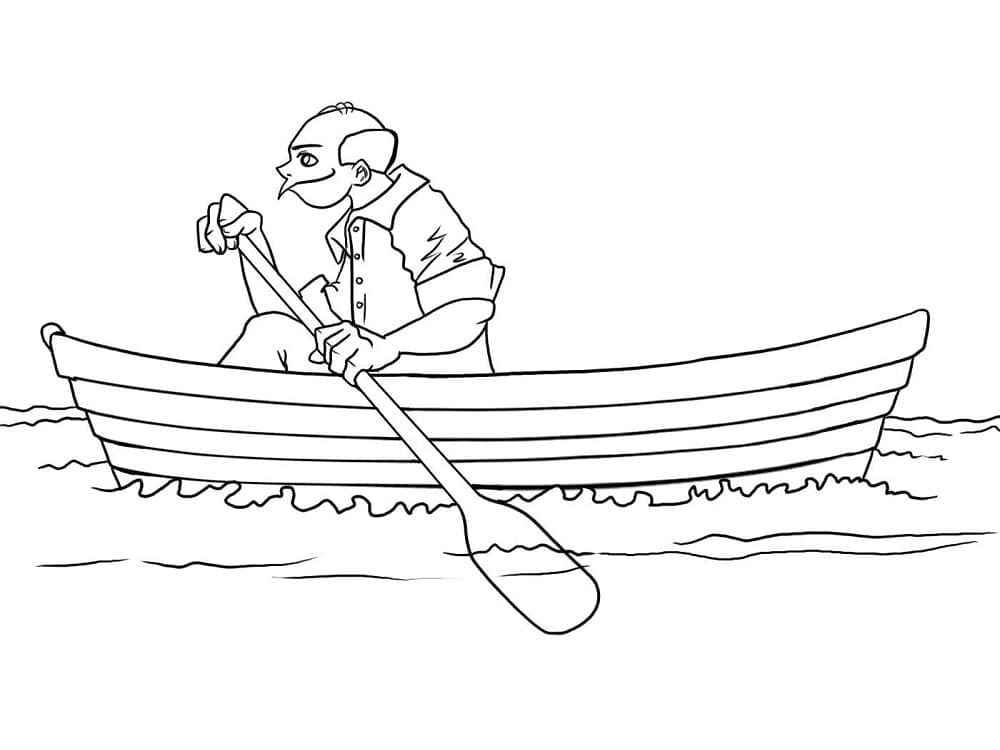 Desenho de Barco a Remo Grátis para Colorir