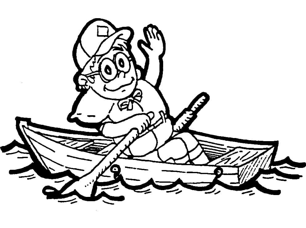 Desenho de Barco a Remo Pdf para Imprimir e Colorir