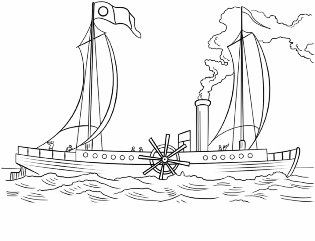 Desenho de Barco Grátis Download para Colorir