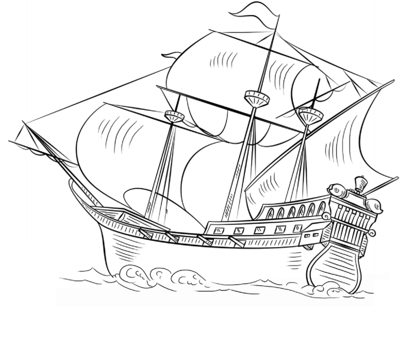 Desenho de Barco Grátis para Colorir