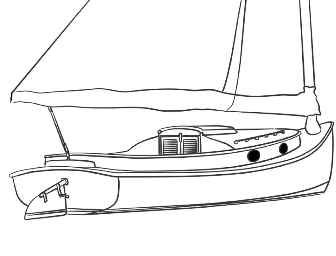 Desenho de Barco Imprimivel para Colorir