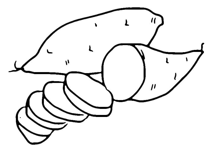 Desenho de Batata Doce em Fatias para Colorir
