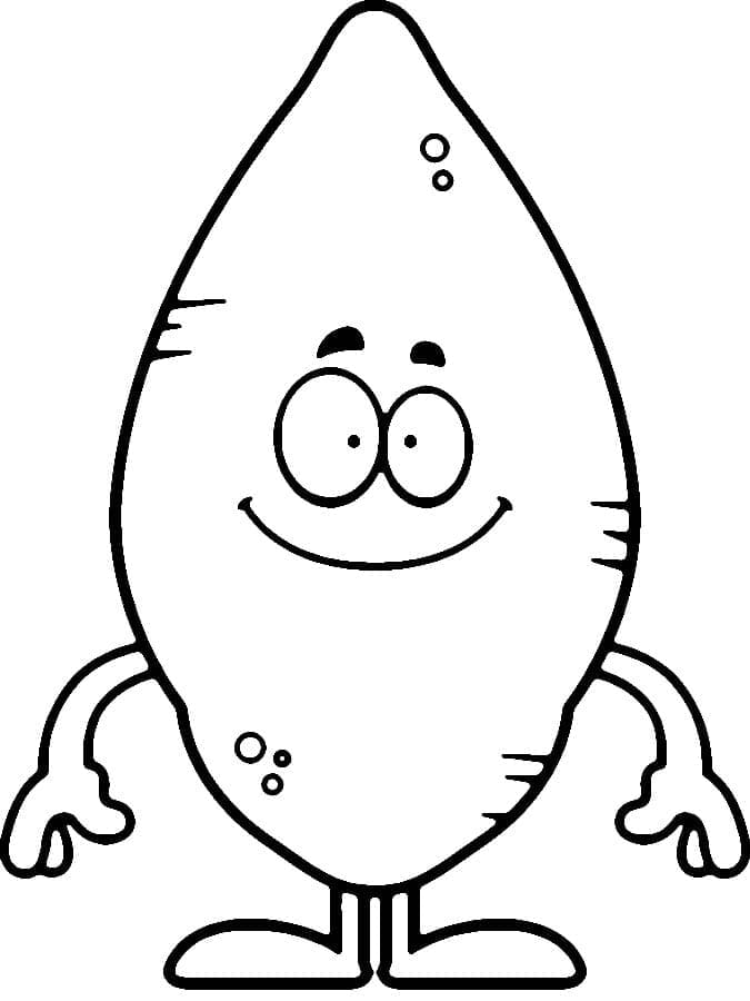 Desenho de uma Batata Doce Feliz para Colorir