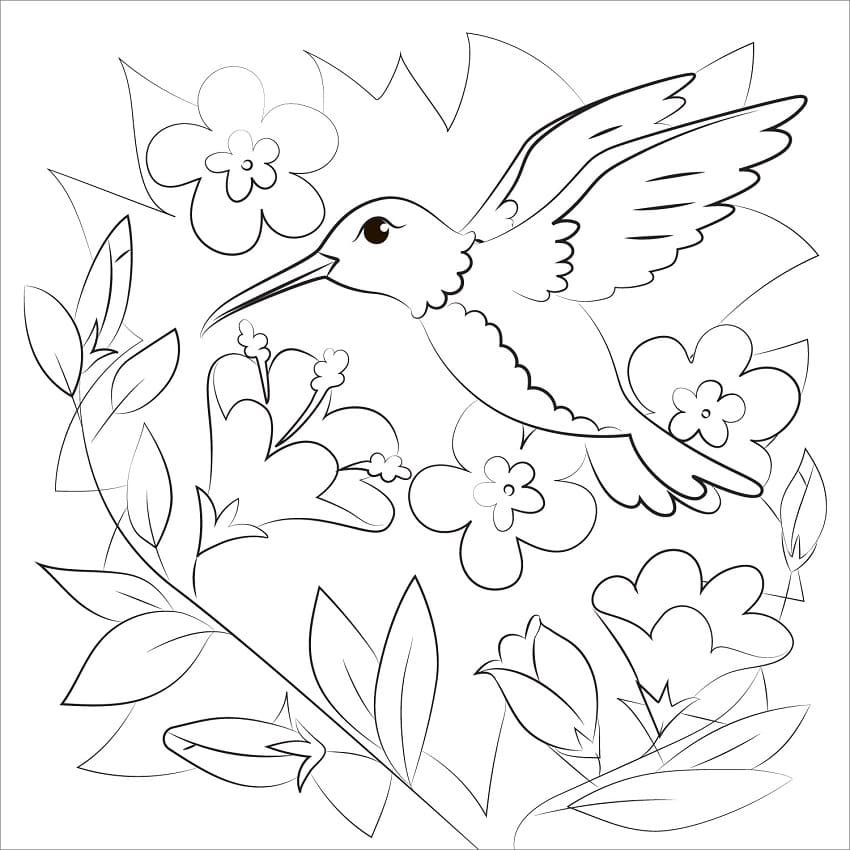 Desenho de Beijá Flor Fofo para Colorir Pdf Imprimivel