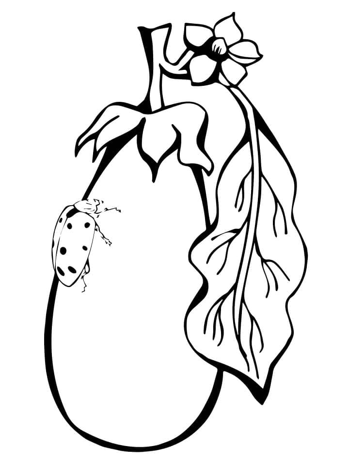 Desenho Joaninha em Berinjela para Colorir