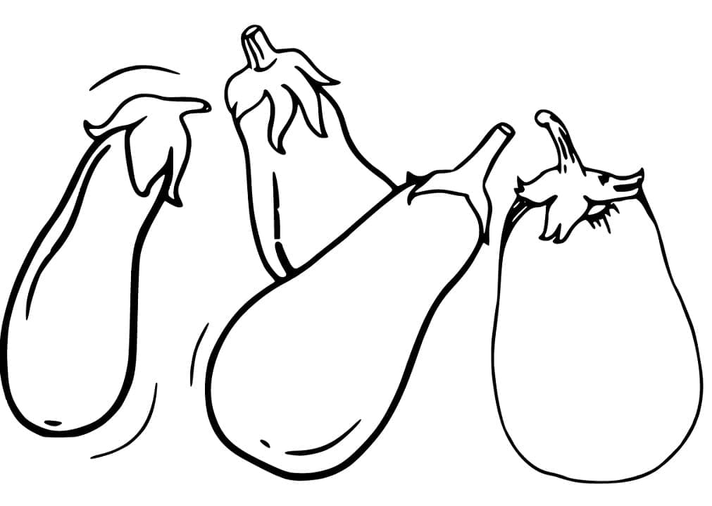 Desenho Quatro Berinjelas para Colorir