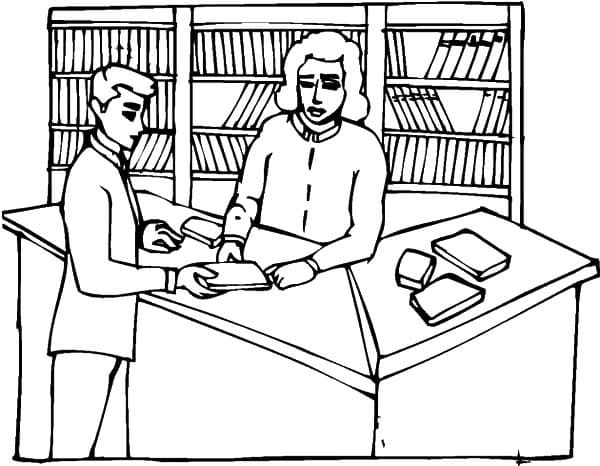 Desenho de Biblioteca de História para Colorir em Pdf Grátis