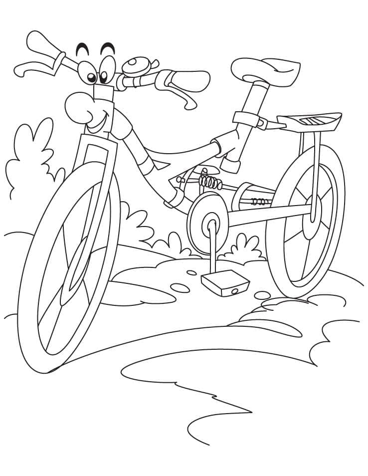 Desenho de Bicicleta de Desenho Animado para Colorir
