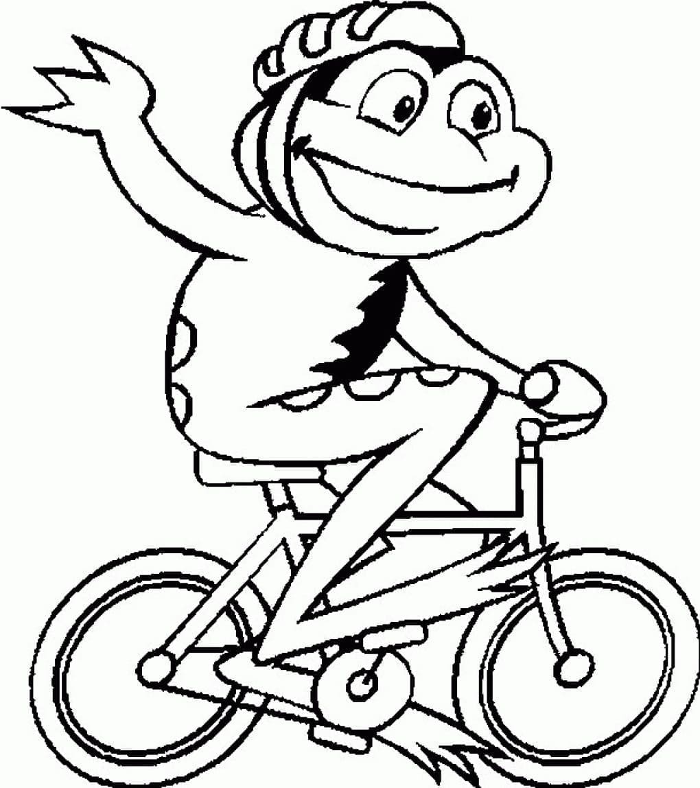 Desenho de Sapo Anda de Bicicleta para Colorir