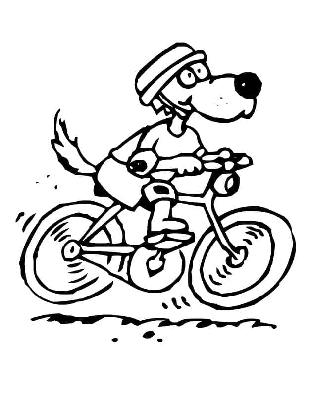 Desenho de um Cachorro Anda de Bicicleta para Colorir