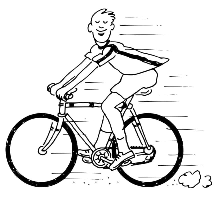 Desenho de um Homem Anda de Bicicleta para Colorir