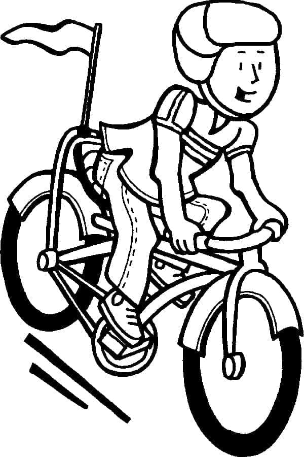 Desenho de um Menino Anda de Bicicleta para Colorir