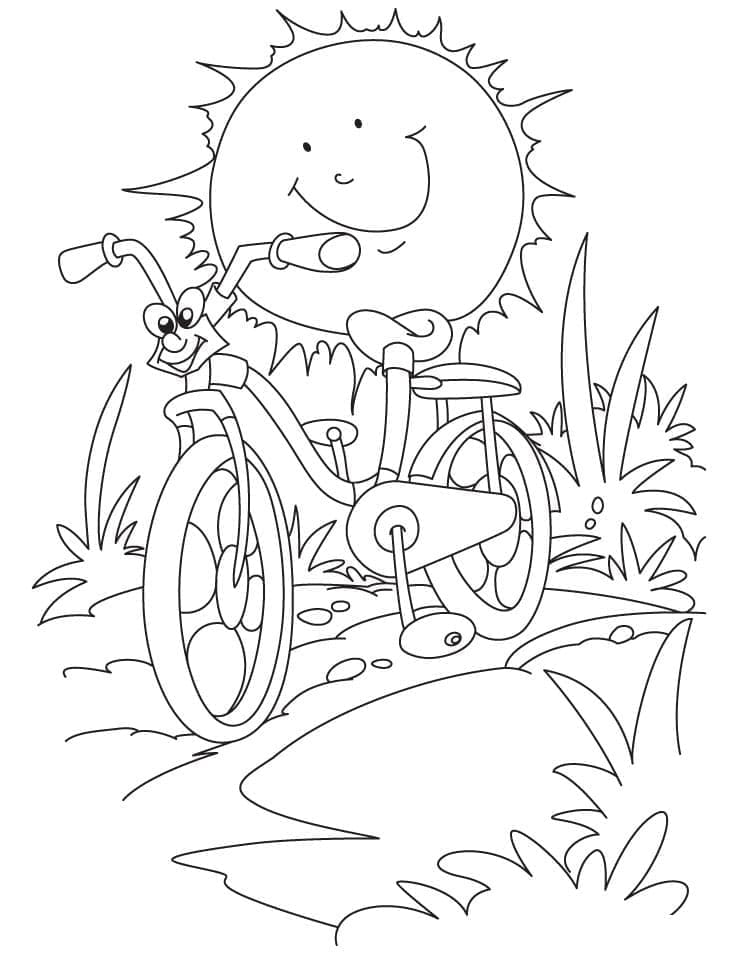 Desenho de uma Bicicleta de Desenho Animado para Colorir