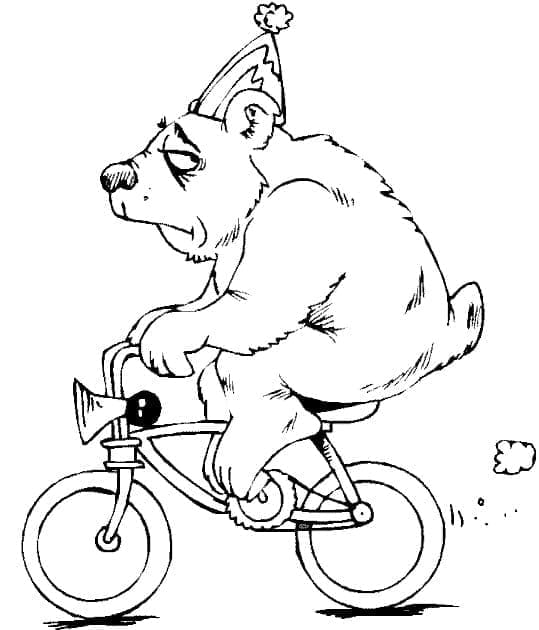 Desenho de Urso Anda de Bicicleta para Colorir