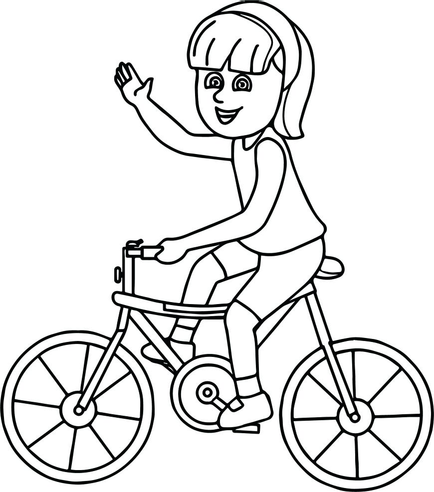 Desenho de Menina Passeando de Bicicleta Imprimivel para Colorir