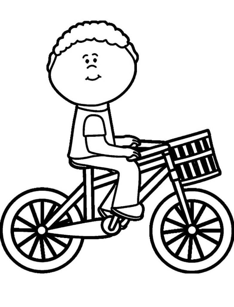 Desenho de Menino de Bicicleta Grátis Pdf para Colorir