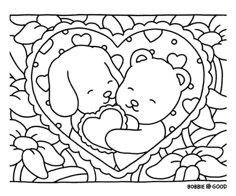 Desenho de Bobbie Goods Cachorro e Urso para Colorir