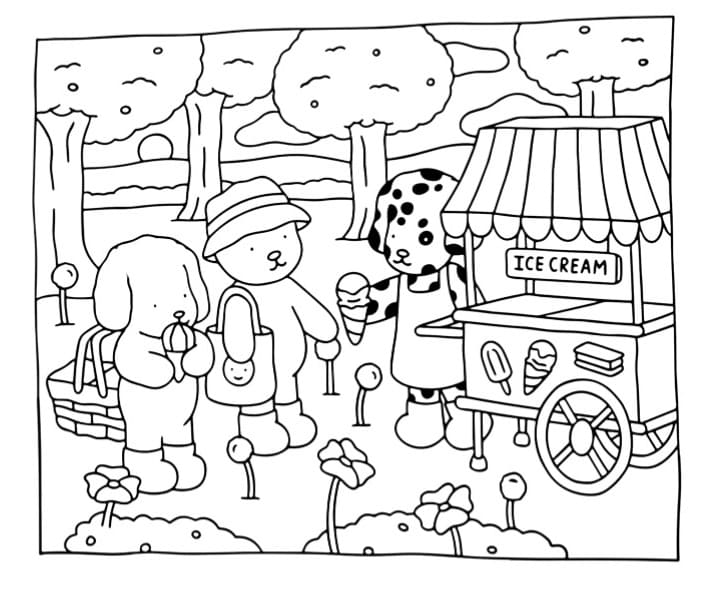 Desenho do Bobbie Goods Sorvete no Parque para Colorir