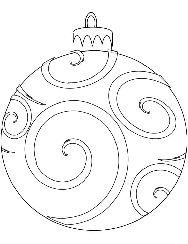 Desenho de Bola de Natal com Detalhes Finos para Colorir Pdf Grátis