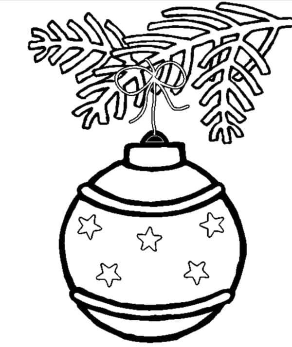 Desenho de Bola de Natal com Estrelas para Colorir