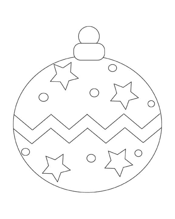 Desenho de Bola de Natal Decorada para Colorir e Imprimir