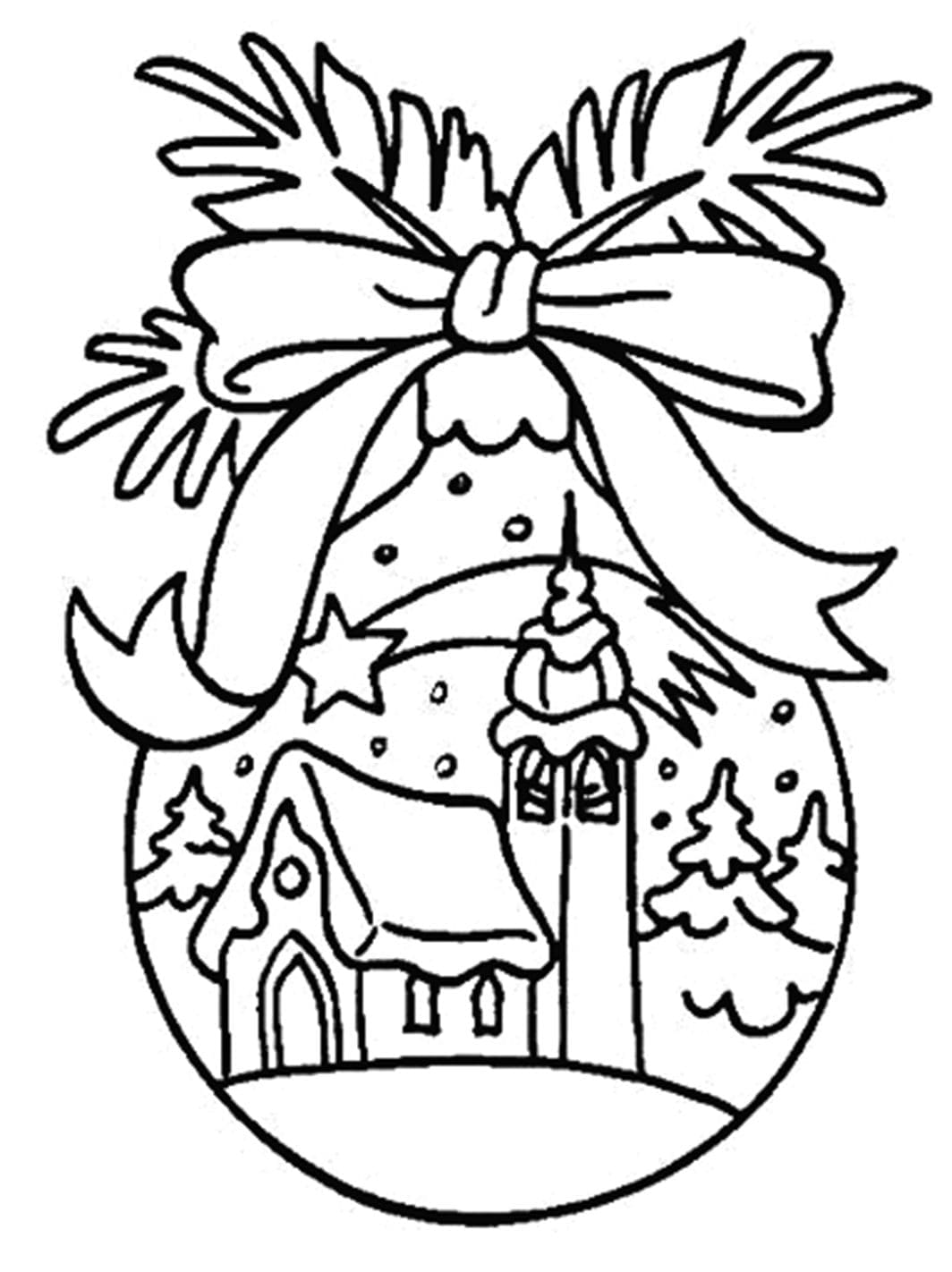 Desenho de Bola de Natal para Colorir e Imprimir com Detalhes