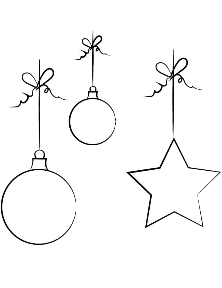Desenho de Bolas de Natal Simples para Colorir