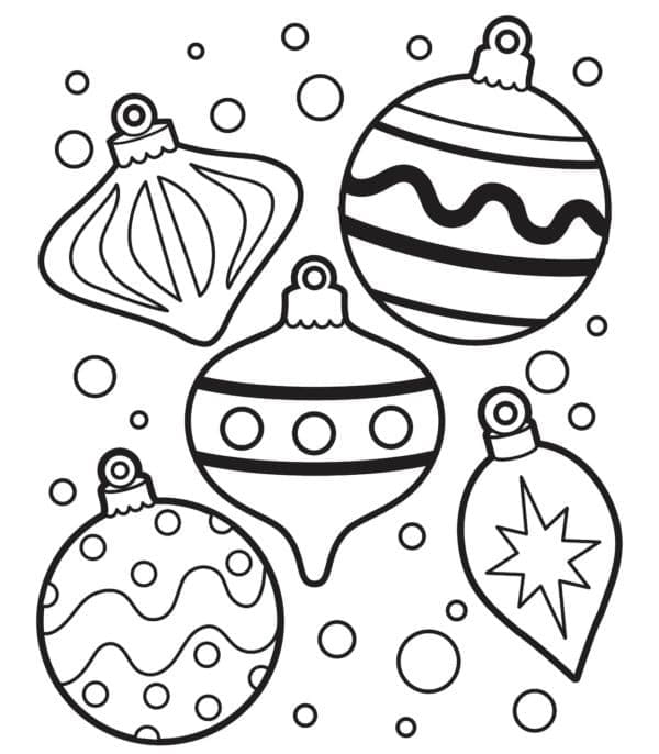 Desenho de Cinco Bolas de Natal para Colorir