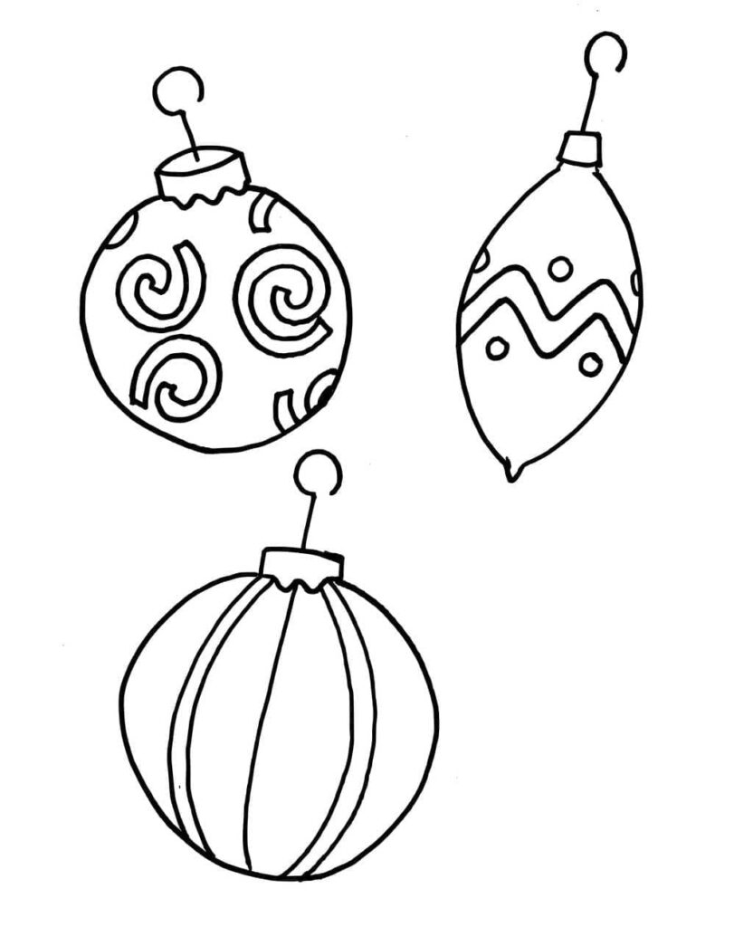 Desenho de Imagem de Bolas de Natal para Colorir