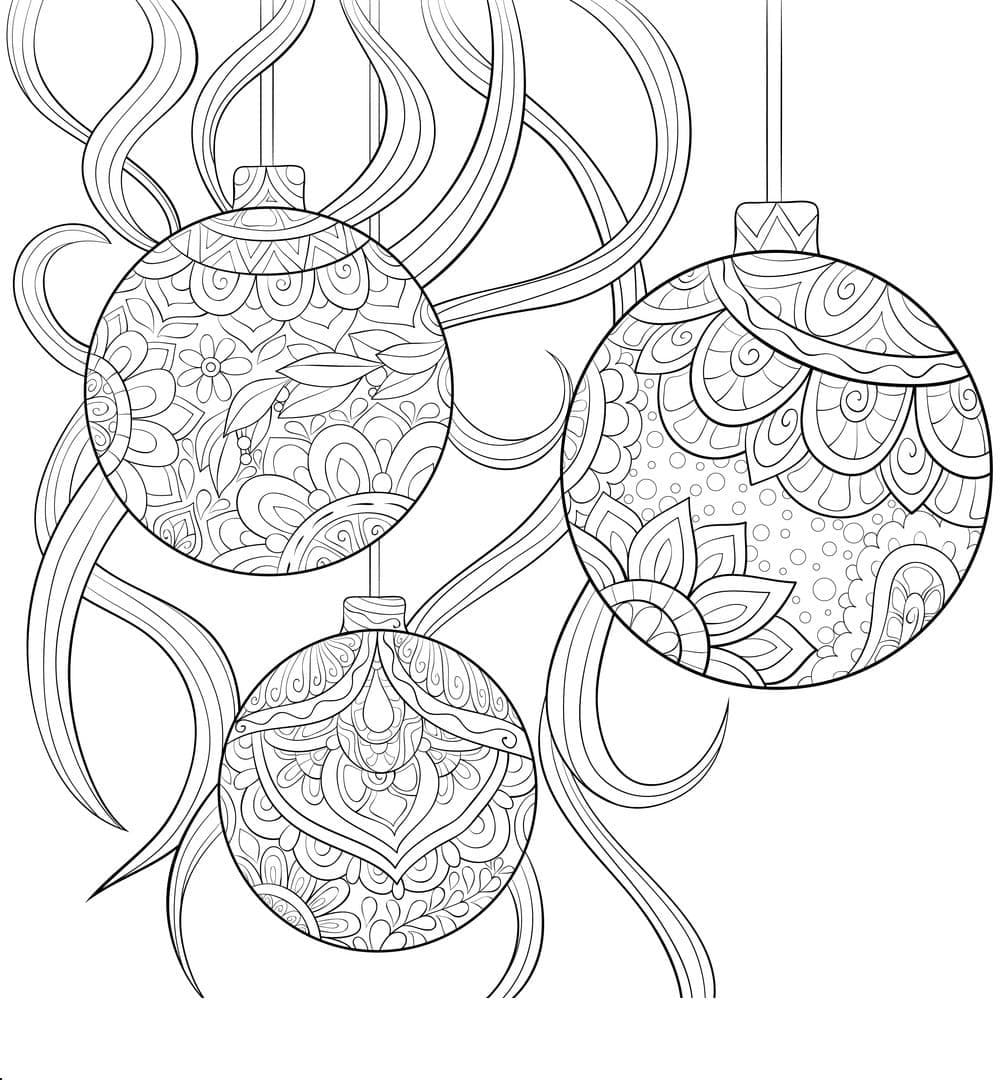 Desenho de Lindas Bolas de Natal para Colorir