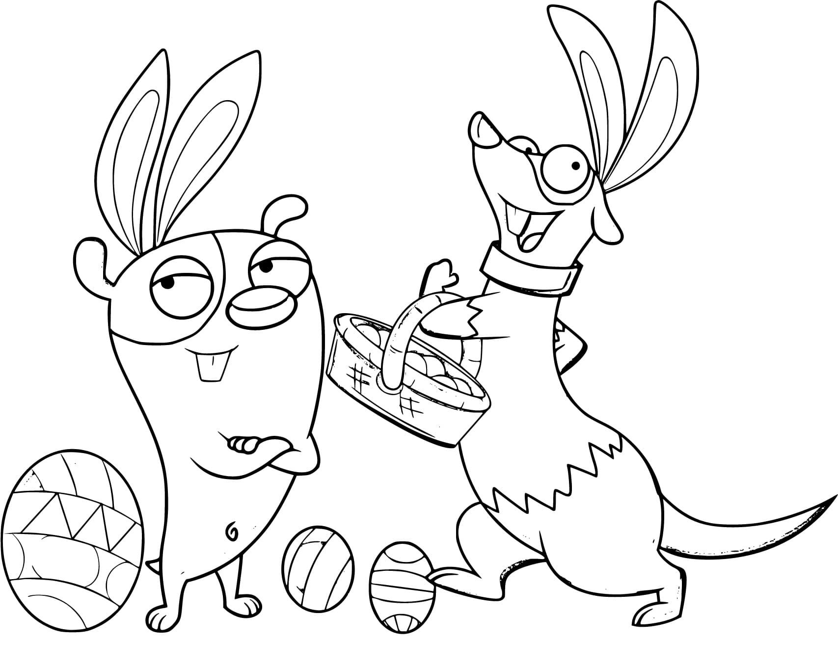 Desenho de Boris e Rufus com Cenário para Colorir e Imprimir Grátis