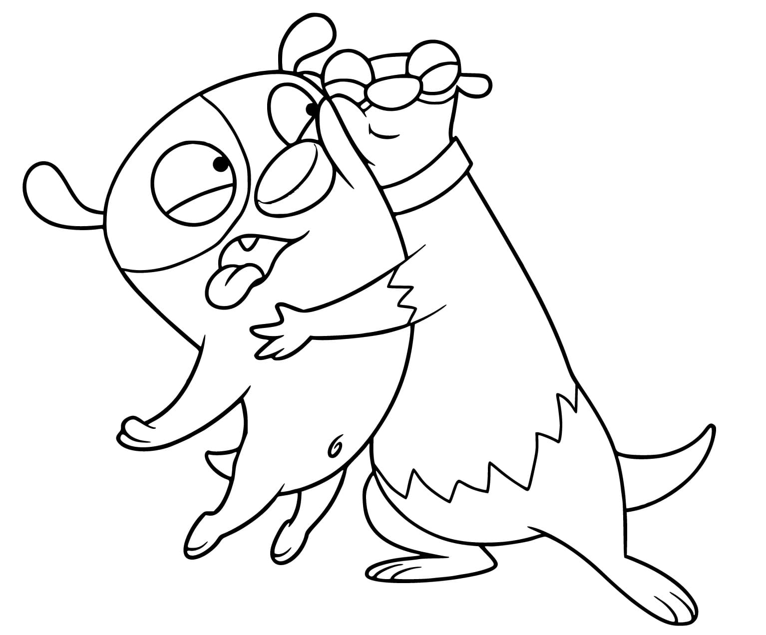 Desenho de Boris e Rufus Divertidos para Colorir Usando Giz de Cera