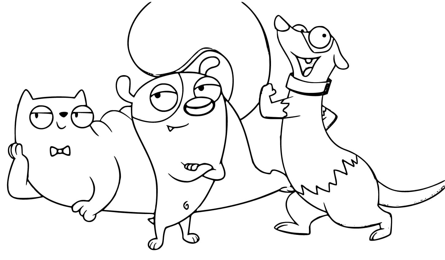 Desenho de Personagens de Boris e Rufus para Colorir