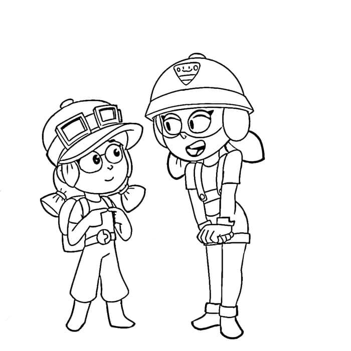 Desenho de Jessie e Jacky de Brawl Stars para Colorir