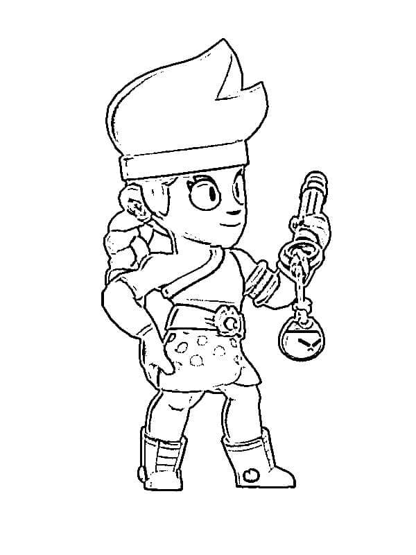 Desenho de Amber Brawl Stars para Colorir com Lápis de Cor e Imprimir
