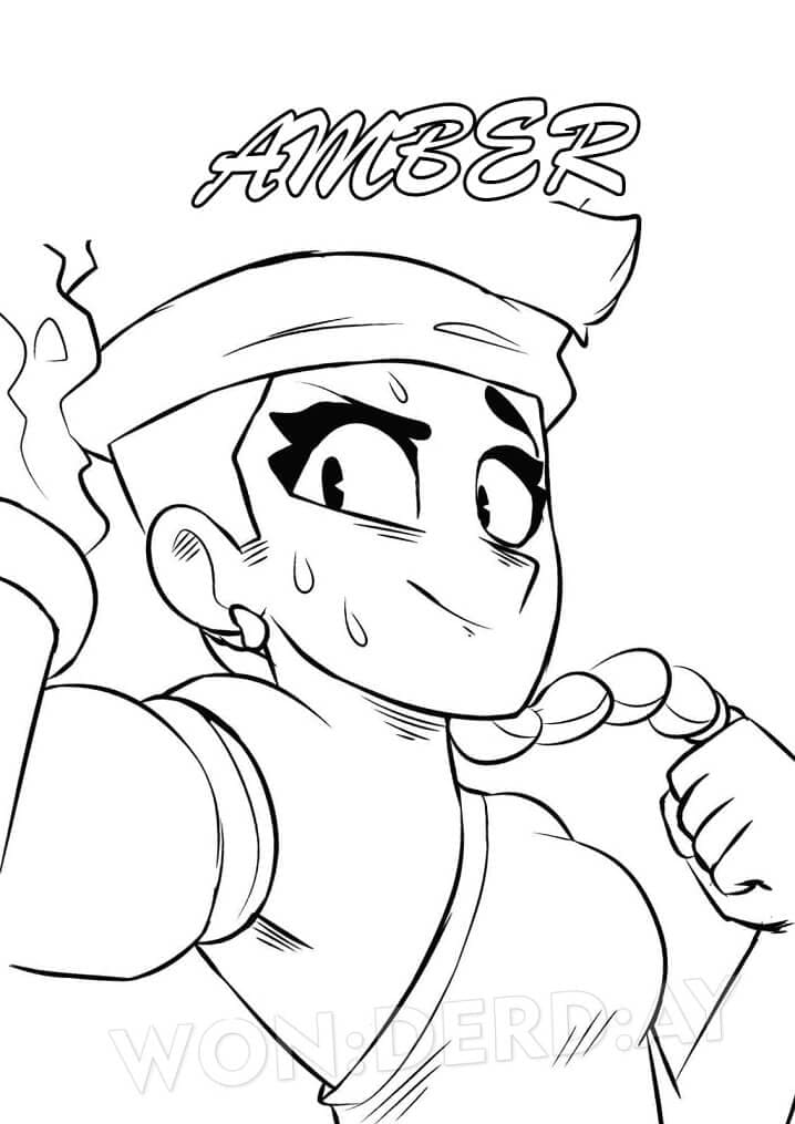 Desenho de Amber Brawl Stars para Colorir e Imprimir Grátis