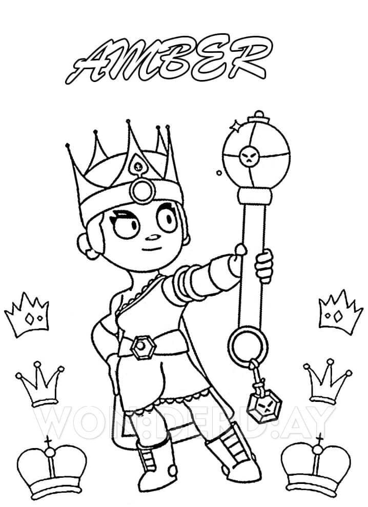 Desenho de Amber Brawl Stars para Colorir e Imprimir Pdf Grátis