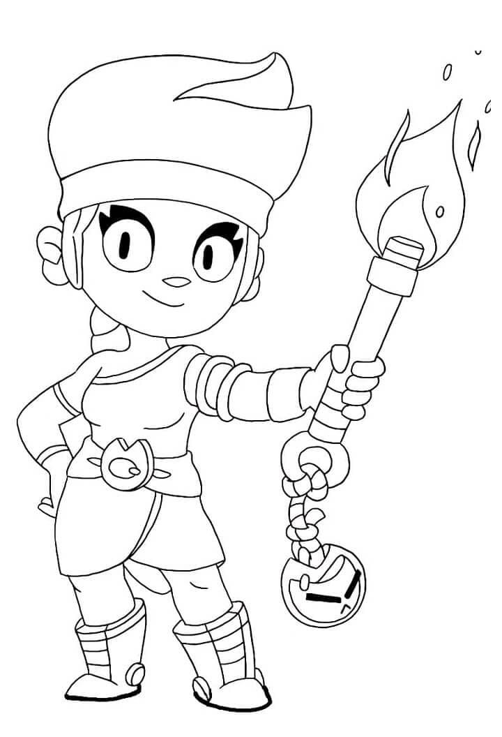 Desenho de Amber Brawl Stars para Colorir Usando Giz de Cera