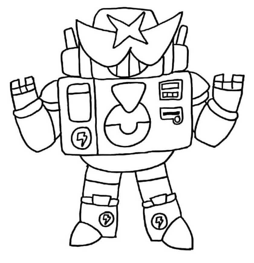 Desenho de Surge Brawl Stars para Colorir Usando Giz de Cera